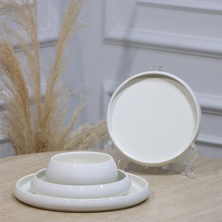 طقم صحون بورسلان /24 ابيض وجه ابيض JE7675++