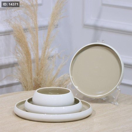 طقم صحون بورسلان /24 ابيض وجه زيتي JEC767S27++