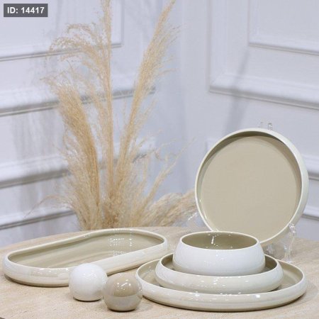 طقم صحون / 27 قطعه ابيض وجه زيتي JEC8109-P1M++