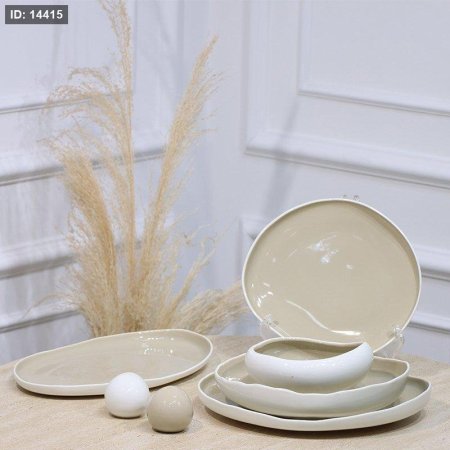 طقم صحون بورسلان 27قطعه ابيض وجه بستاشيو JEC8116-M1++