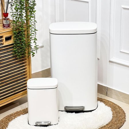 طقم سطل دعسة/2  تنك ابيض مستطيل 30*5 لتر مع دلو QJH1630+1605WH+طA5