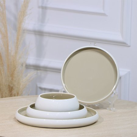 طقم صحون بورسلان /24 ابيض وجه بستاشيو JE190-8109++