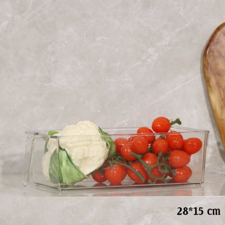 سلة ثلاجه مستطيل 15*28سم اكرالك شفاف بيد سحب EL168/2= م ر5