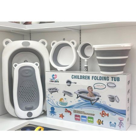 طقم 5 بانيو أطفال سيلكون+قاعده للطفل +سطل ماء+ كيله بلاستك + حوض K156=ك2