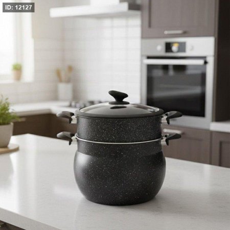 طنجره 2 طبقه مفتول جرانيت 10لتر غطاء زجاج K89/3=ك3