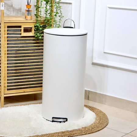 سطل دعسه تنك ابيض مدور 27 لتر مع دلو QJB1227-WH+ط5A