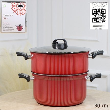 طنجره مقتول  SENSTAN احمر 30سم وجه اسود خلية نحل غطاء ستانلس EL55/1 =رم 3