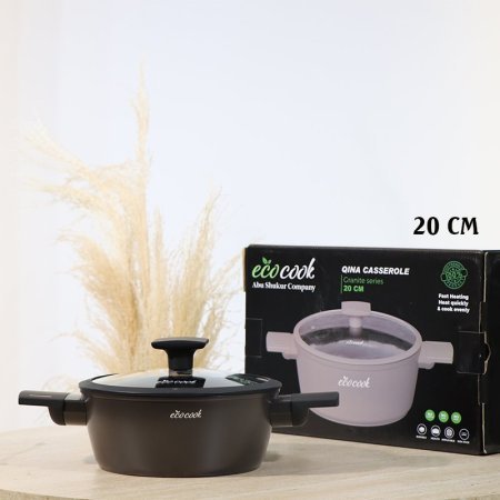 طنجره QlNA مدور 20سم اسود ماط 32803-B/13يد سلكون ++2