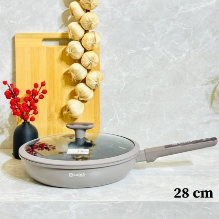 مقلى تيفال 28سم بيد طويل غطاء زجاج K138/17=ك3