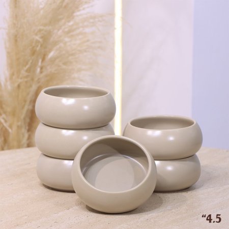 طقم صحن 6/6 بورسلان 4.5 شكل فطر بورسلان بيج ماط YM250813++ع1