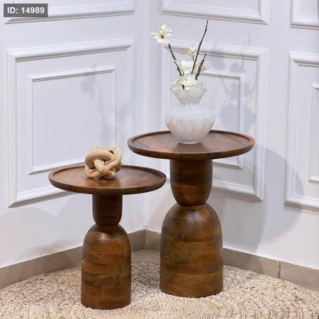 طقم /2 سكمله خشب هندي مدور رجل بخصر حيف هابطHO202471-L/S %ס12