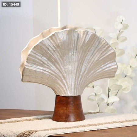 فازة تنك بيج 32سم ورقة محارم محزز 89948Mقاعدة خشب بني B هندي %ס14