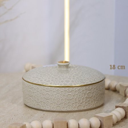 مضيفة 18سم مدور بورسلان بيج مزخرف إسلامي CAN56B-KHAKI++9