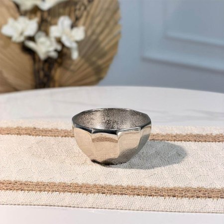 صحن مكسرات مدور 10سم نحاس فضي (ت.ك.6) محزز 89624هندي %ס15