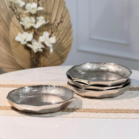 صحن فواكة مدور 18سم نحاس هندي فضي (ت.ك.4) محزز 89627 هندي %ס15