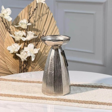 شعدان فازه 21 سم بقاعدة نحاس فضي محزز 89626Sهندي %ס15