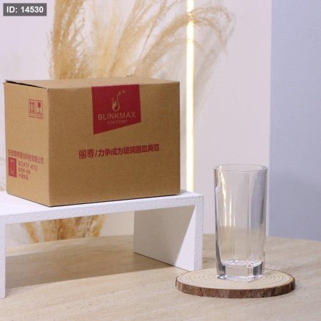 طقم كاسة ماء/6 زجاج ساده KTY4012 قاعدة مربع 260 مل ++BM2