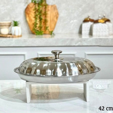 طاجن بيضاوي 42سم ستانلس ستيل فضي GF26/87=ب15