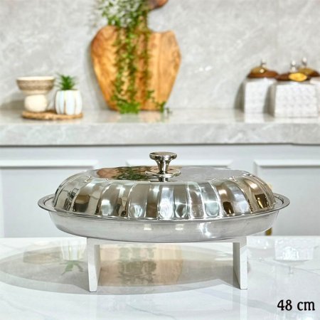 طاجن بيضاوي 48 سم ستانلس ستيل فضي GF26/88=ب15
