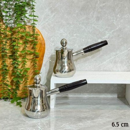 طقم بكارج قهوه 2 / ستانلس ستيل 6.5 سم يد خشب بغطا GF26 /68=ب14