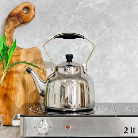 براد شاي 2 لتر ستانلس ستيل يد سيليكون اسود GF26/55=ب11